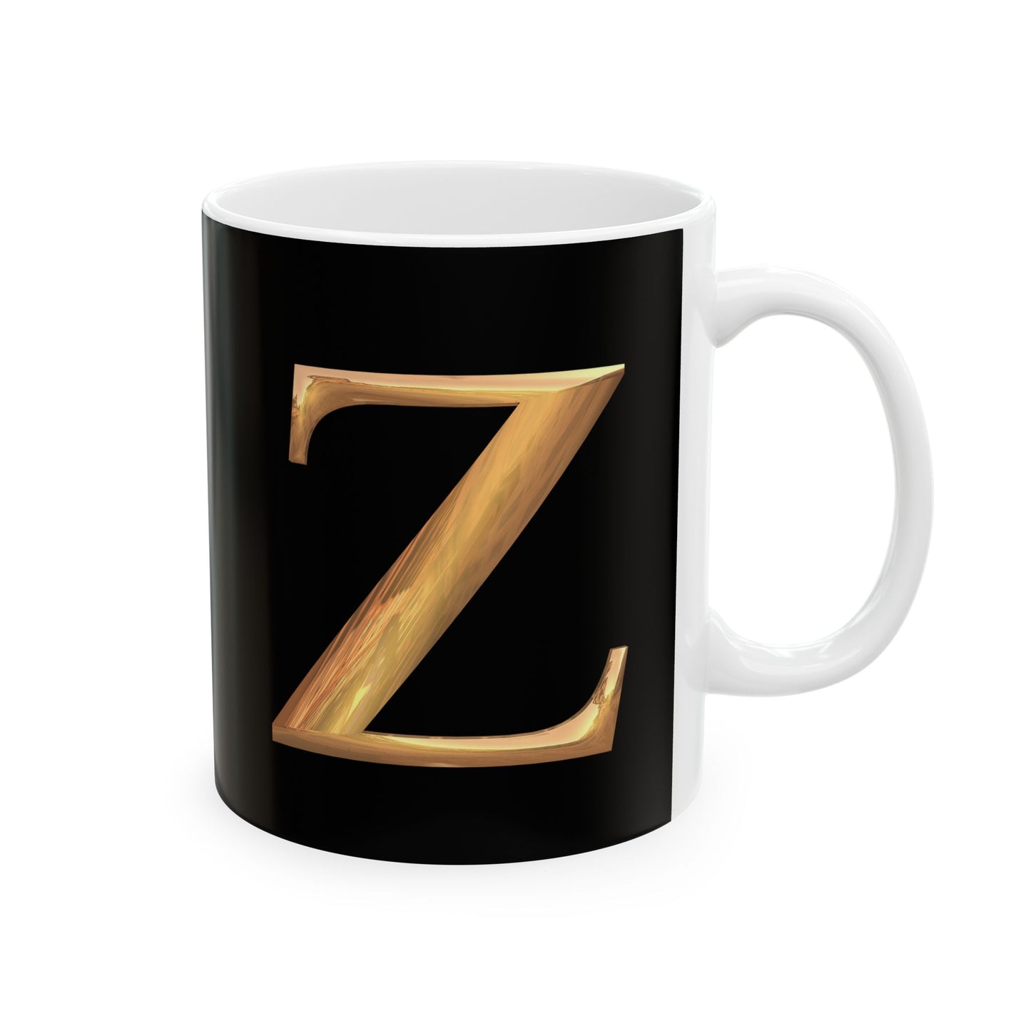 Monogram 'Z' Red Gold Heart Ceramic Mug – Personalized Initial Coffee Cup (11oz, 15oz)