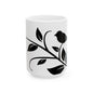 Bird & Branch Ceramic Mug — Black Silhouette Coffee Cup (11oz, 15oz)