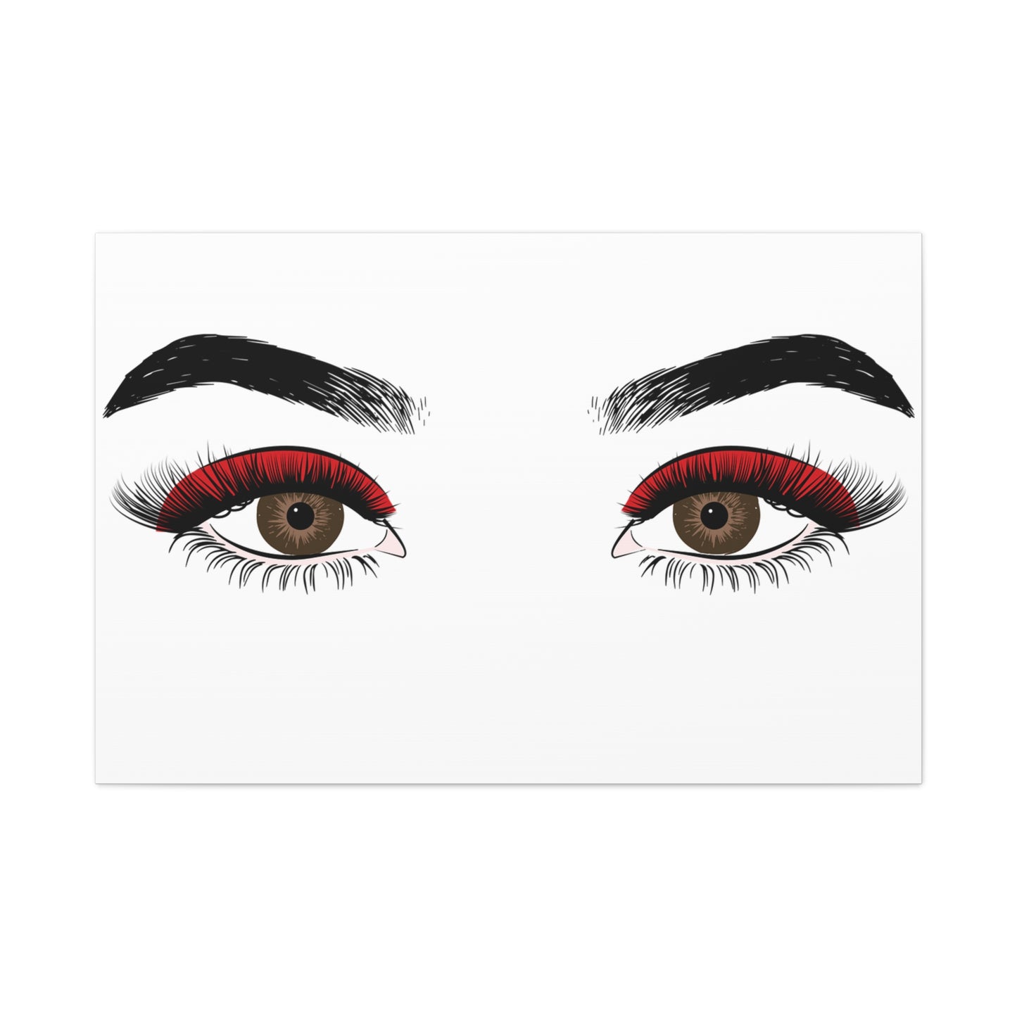 Red Lashes Wall Art Canvas — Glam Eyes Makeup Decor