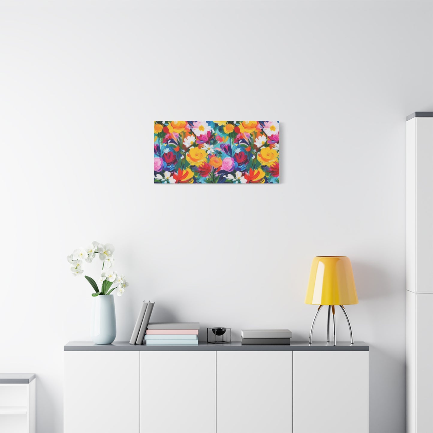Vibrant Floral Matte Canvas Wall Art — Colorful Garden Print, Stretched 1.25"