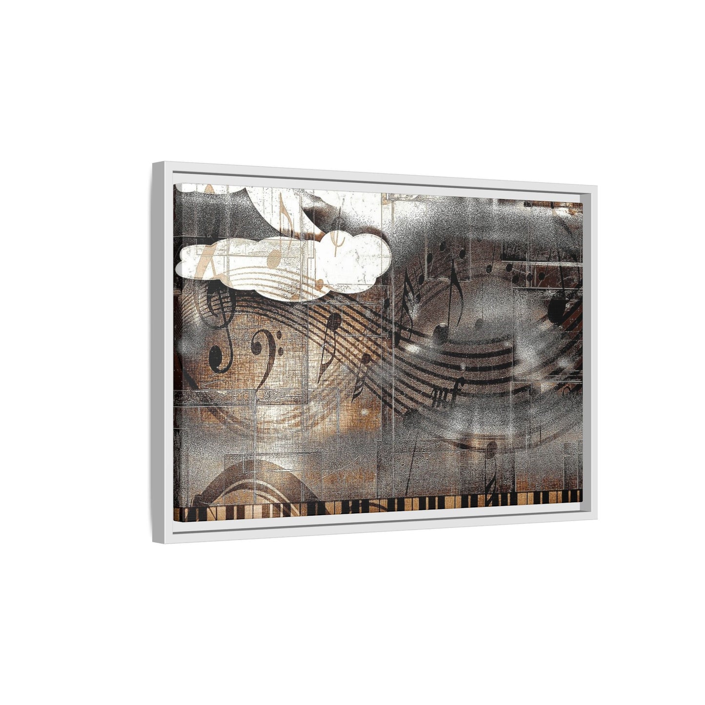Framed Music Notes Canvas Print — Abstract Vintage Piano & Sheet Music Wall Art