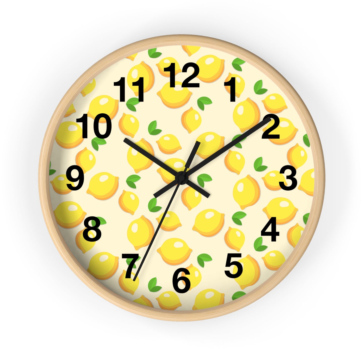 Lemon Pattern Wall Clock – Bright Citrus Kitchen Clock