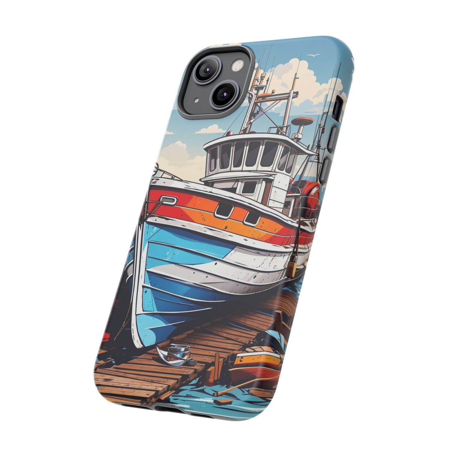 Colorful Fishing Boat Phone Case | Nautical Gift, Marine Design, Coastal Aesthetic, Summer Vibes, Sea Lover's Accessory