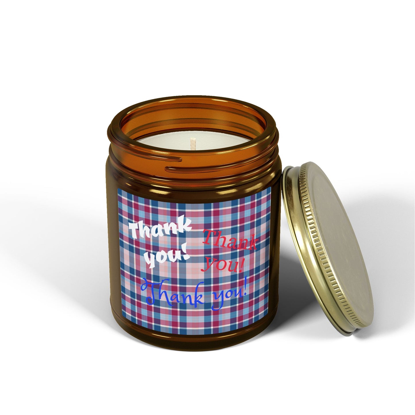 Thank You Plaid Candle — Coconut Apricot Scented Jar (4oz/9oz)