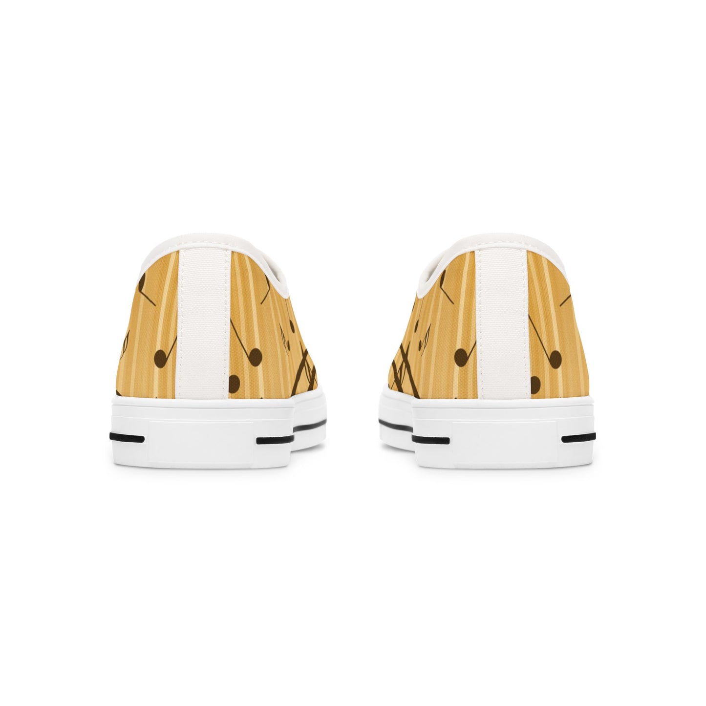 Music Notes Low Top Sneakers — Gold Staff & Notes Casual Canvas Shoes