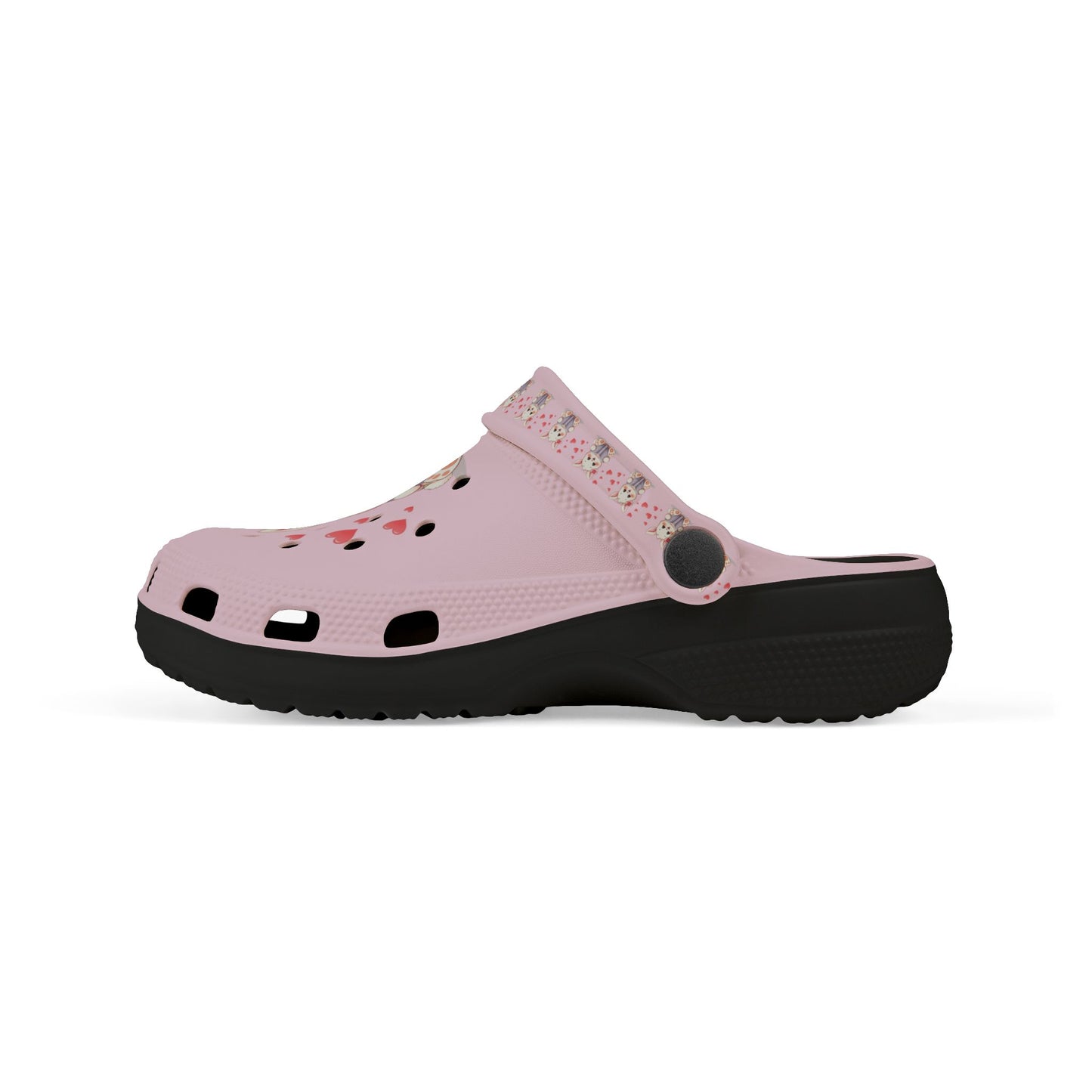 Kids Pink Bunny Clogs — Cute EVA Foam Slip-On Shoes with Hearts