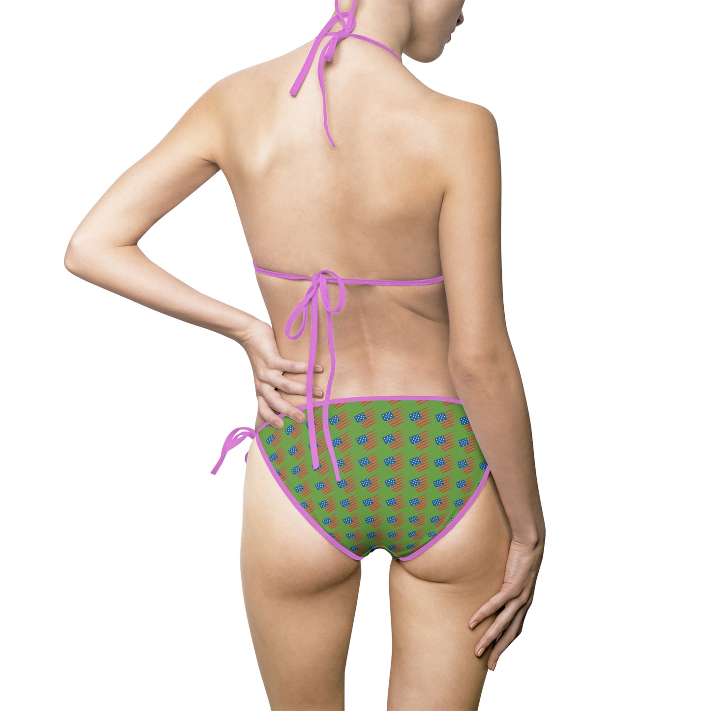 Vibrant Green Polka Dot Women's Bikini, Summer Swimwear, Beach Ready, Pool Party Essential, Vacation Must-Have