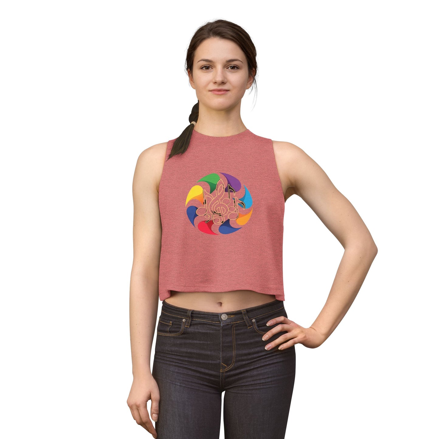 Music Note Mandala Crop Top – Colorful Boho Festival Tank