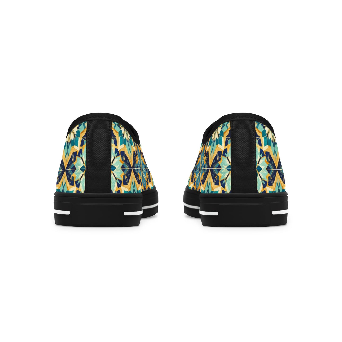 Low Top Sneakers — Boho Tile Floral Print Casual Canvas Shoes