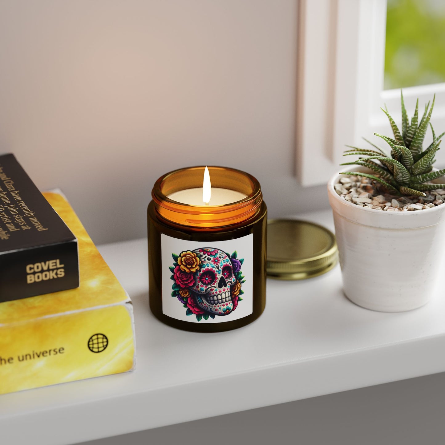 Day of the Dead Coconut Apricot Scented Candle (4oz & 9oz)