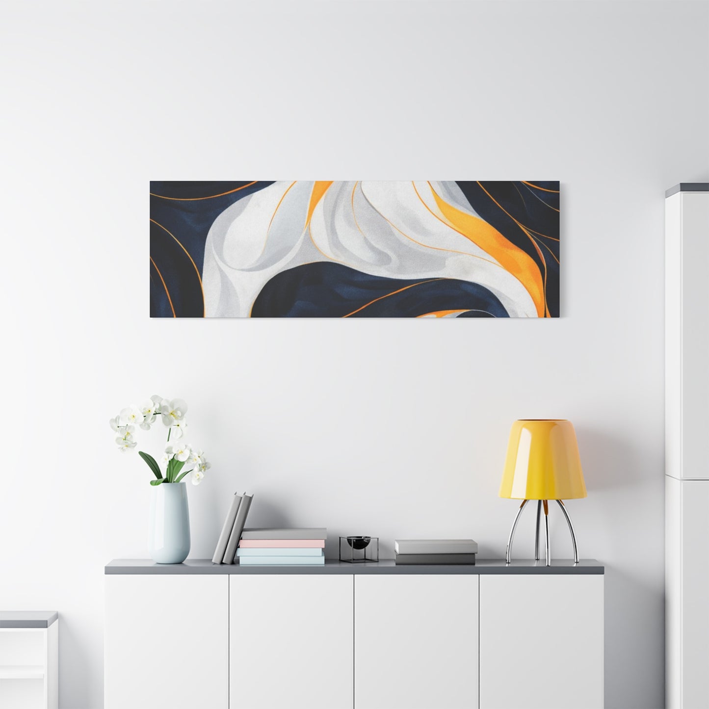 Abstract Navy & Gold Swirl Matte Canvas Wall Art