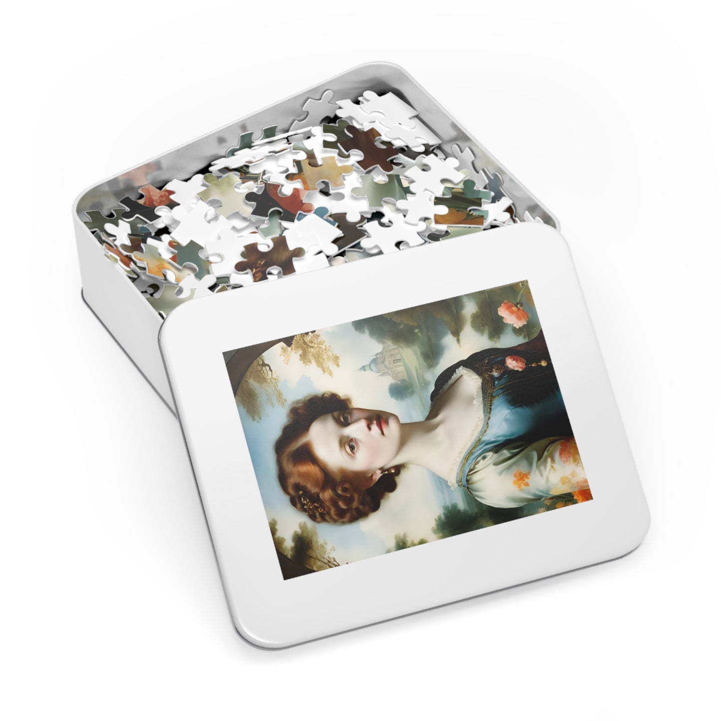 Vintage Art Jigsaw Puzzle with Tin, Classic Artwork, Engaging Family Activity, Collectible Gaming Puzzle, Unique Gift Idea, Relaxing Hobby