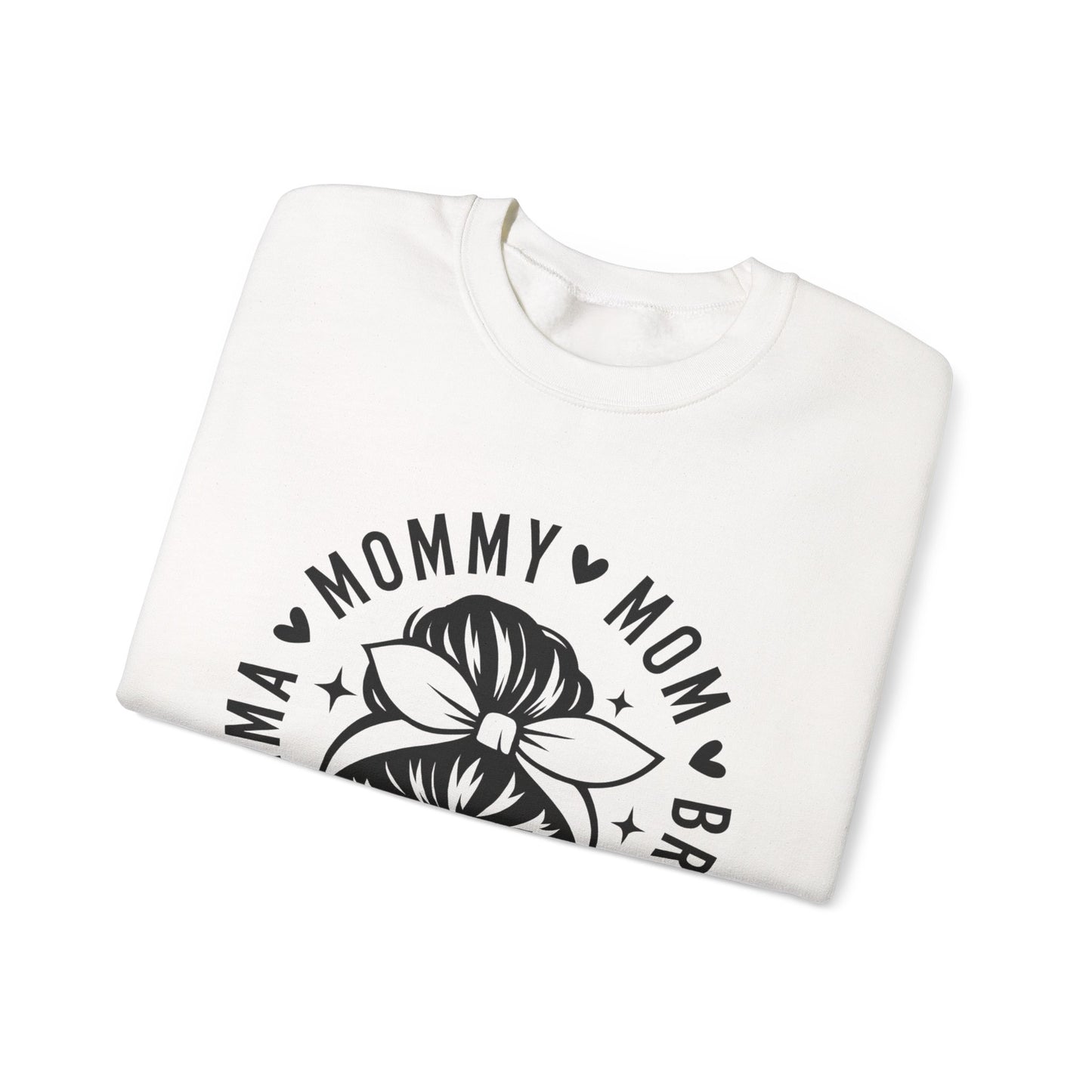 Mommy Mom Momma Crewneck Sweatshirt — Messy Bun Mom Graphic Pullover