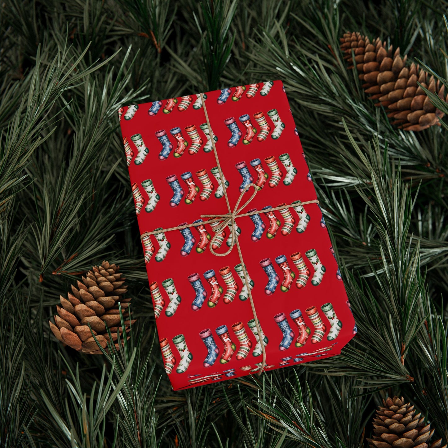 Holiday Candy Cane Wrapping Paper Roll — Red Patterned Gift Wrap