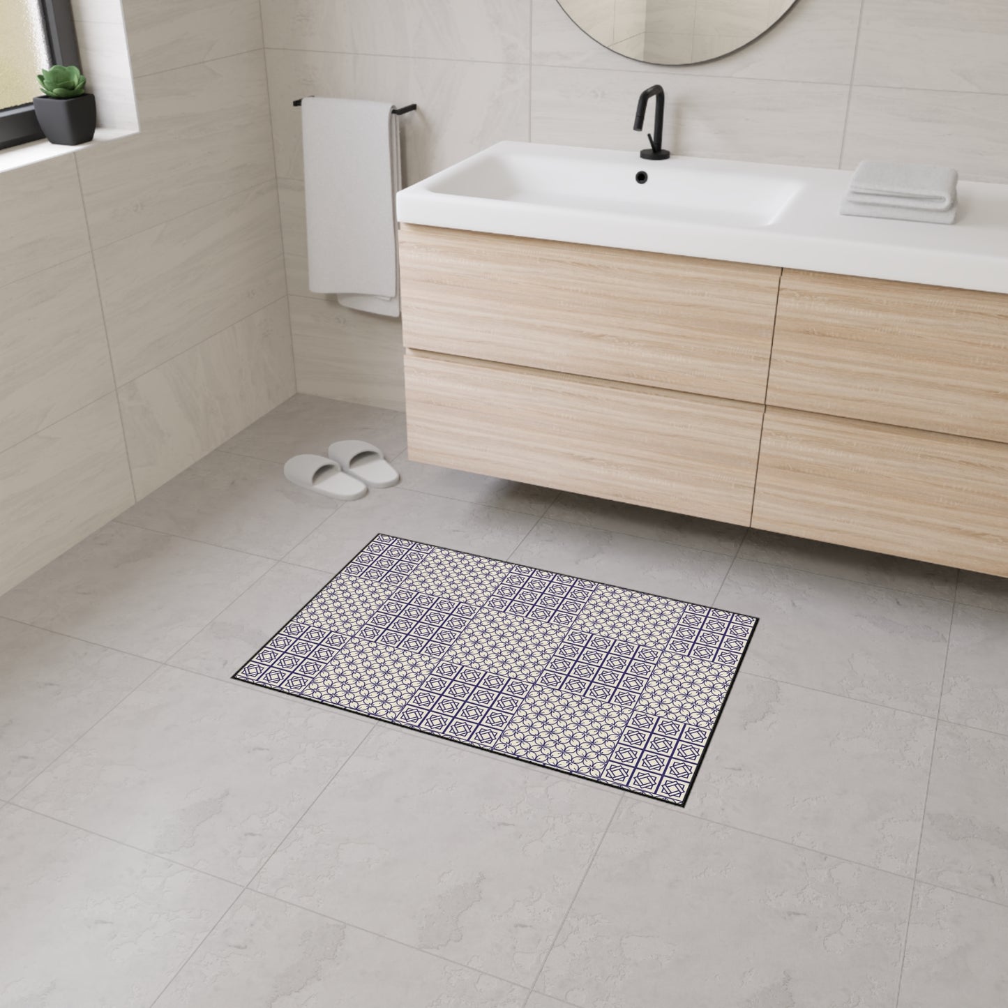 Geometric Patchwork Heavy-Duty Floor Mat — Non-Slip Entry Rug