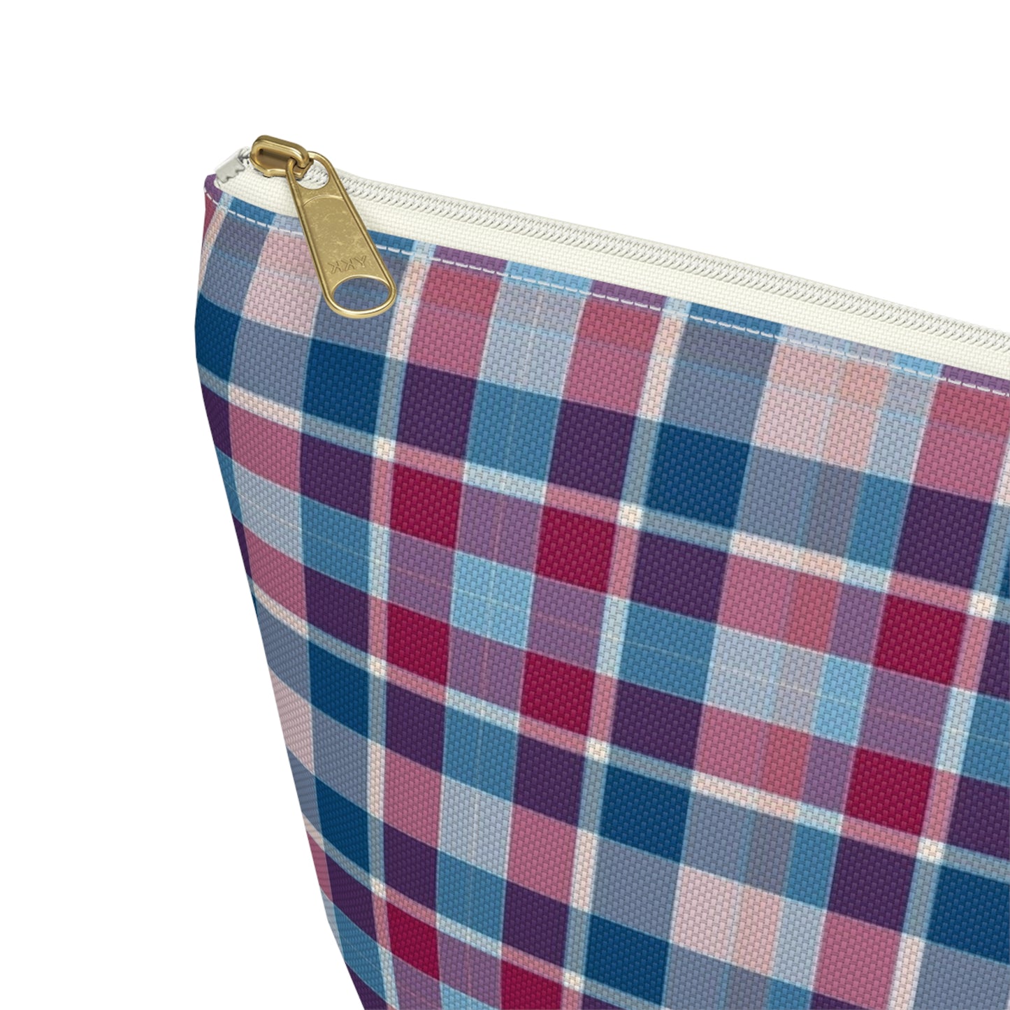 Plaid Accessory Pouch — Blue & Pink Tartan Makeup Bag