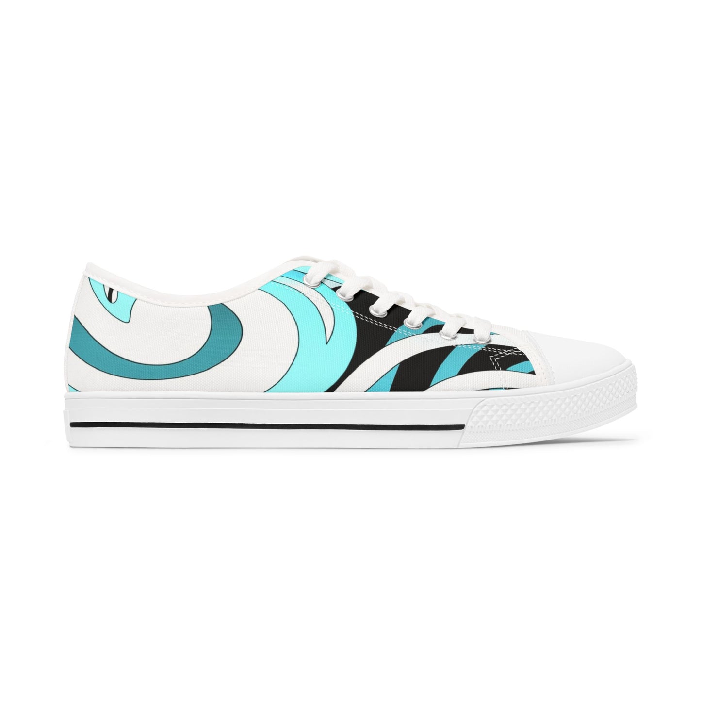 Low Top Sneakers – Aqua Wave Graphic Women's Canvas Shoes