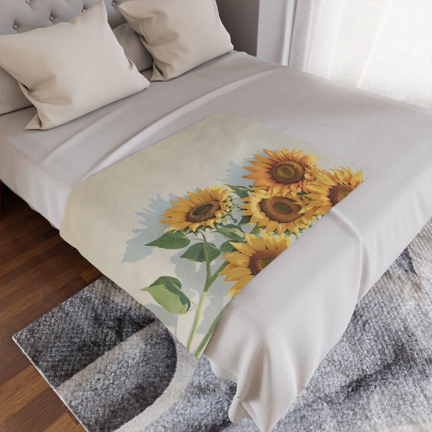 Sunflower Bouquet Minky Blanket — Soft Floral Throw for Cozy Home Décor