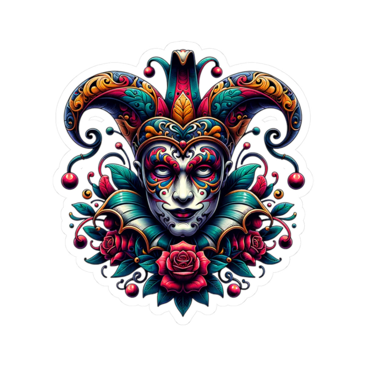 Colorful Joker Mask Kiss-Cut Stickers