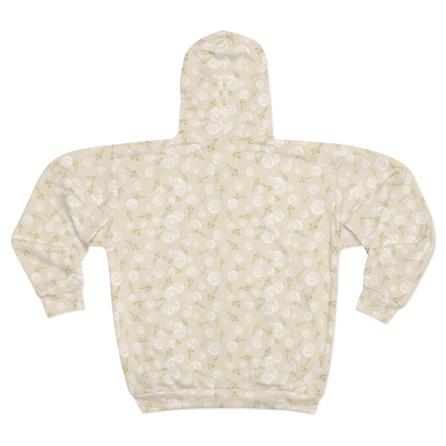 Floral Patterned Unisex Zip Hoodie