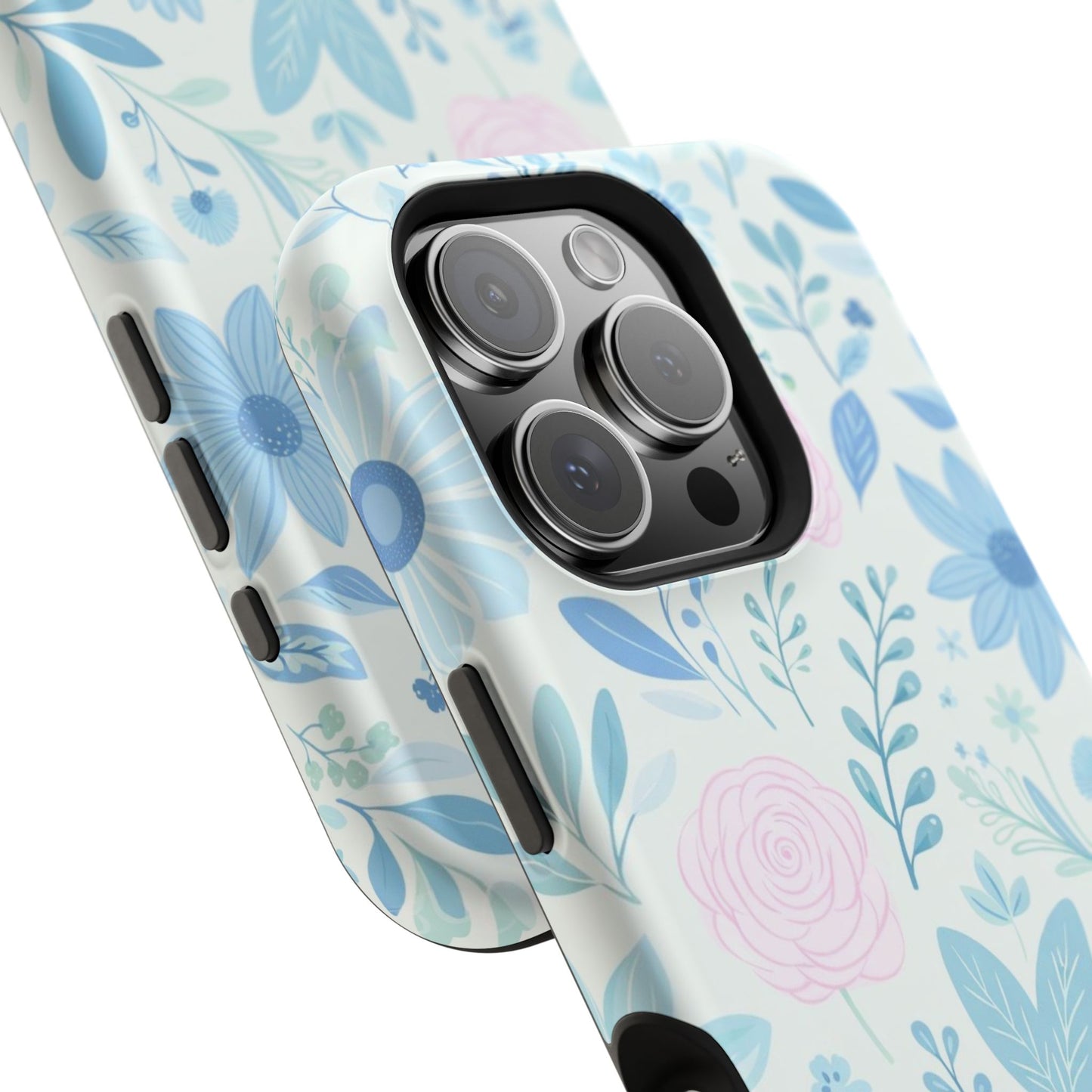 Floral Pastel Magnetic Impact Phone Case — Blue & Pink Botanical Design