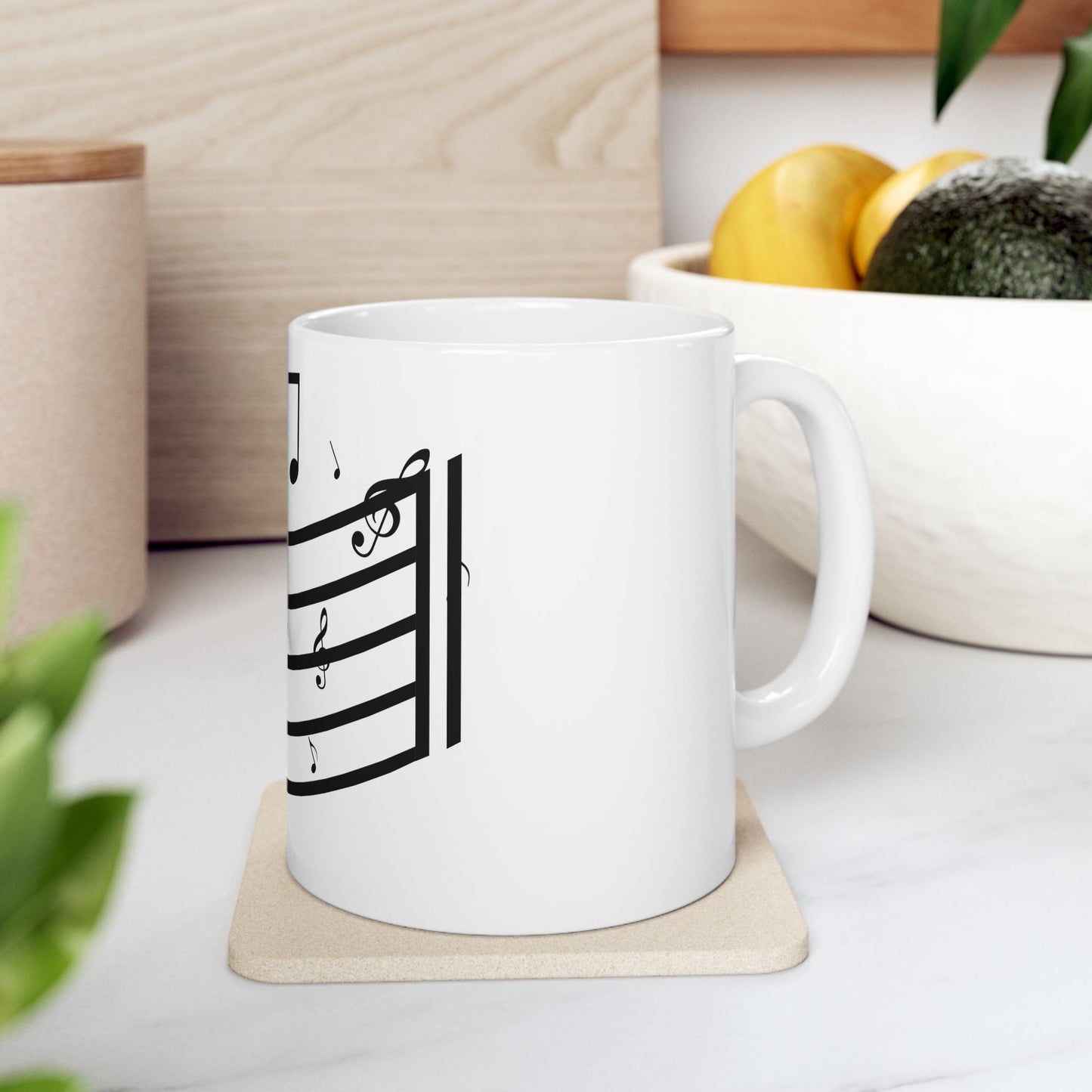 Music Notes Ceramic Mug — Musical Staff Coffee Cup for Musicians & Music Lovers (11oz/15oz)