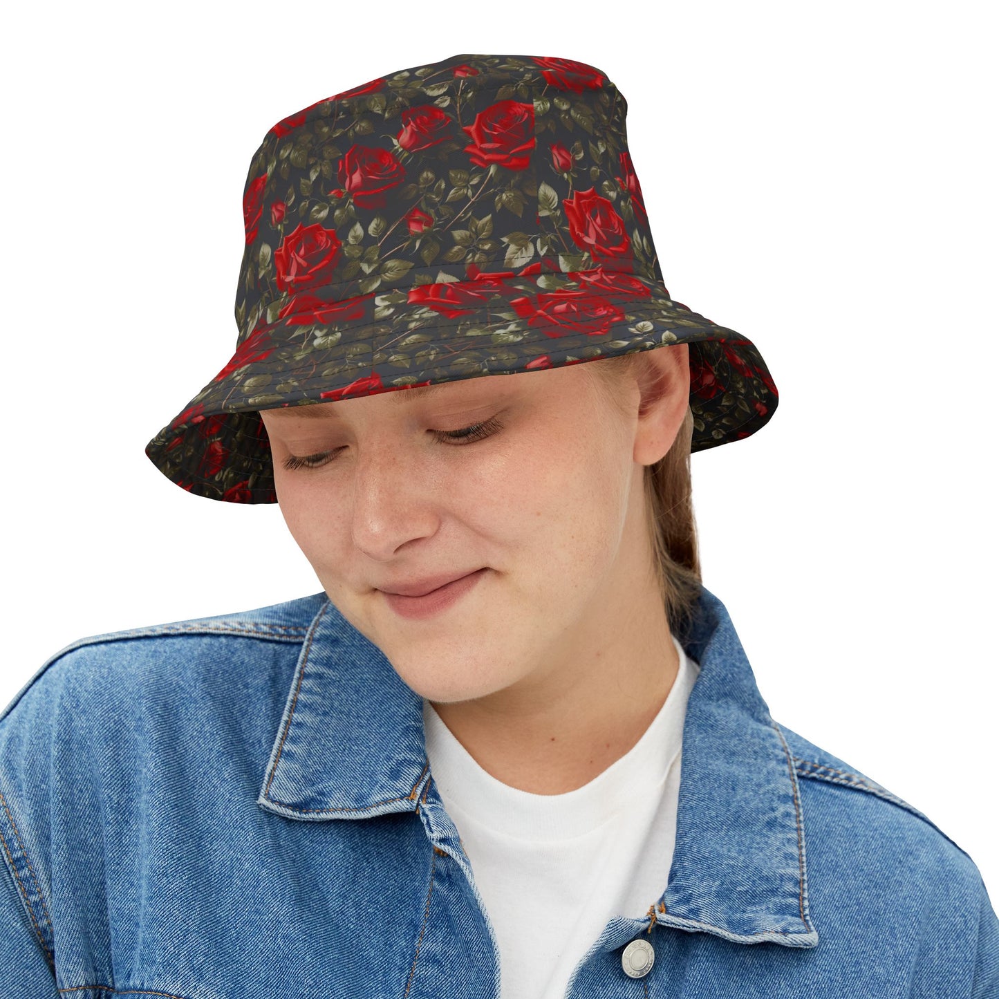 Rose Print Bucket Hat, Floral Bucket Hat, Trendy Summer Hat, Gift for Her, Boho Style Accessory