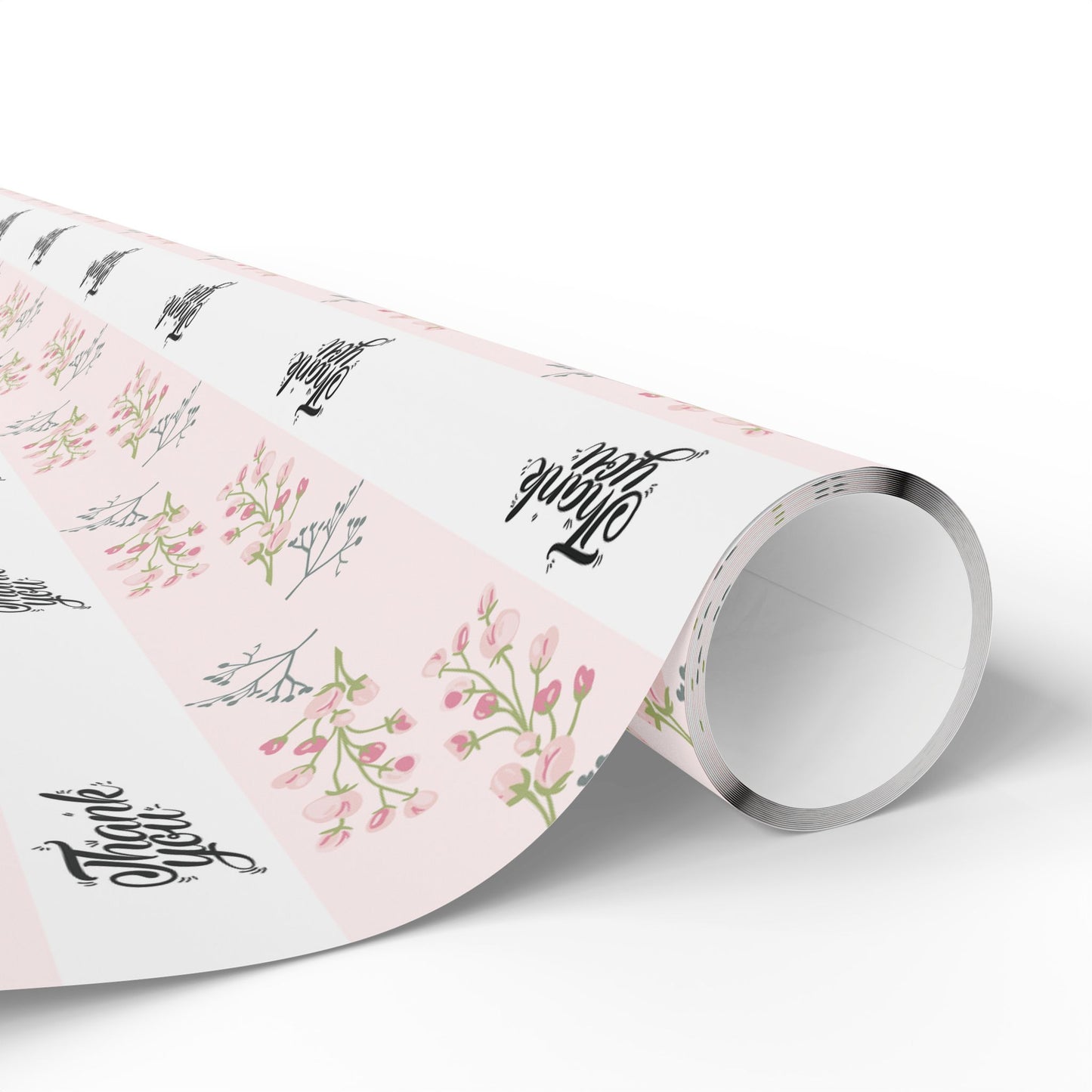 Floral Pink Thank you Wrapping Paper Roll