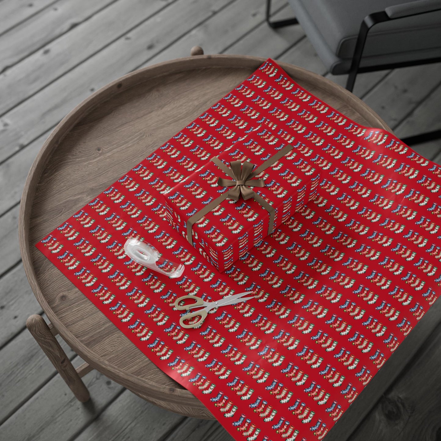 Holiday Candy Cane Wrapping Paper Roll — Red Patterned Gift Wrap