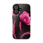 Floral iPhone Case | Tough Cases with Pink Poppy Design, Elegant Flower Phone Cover, Gift for Her, Spring Accessories, Chic Tech