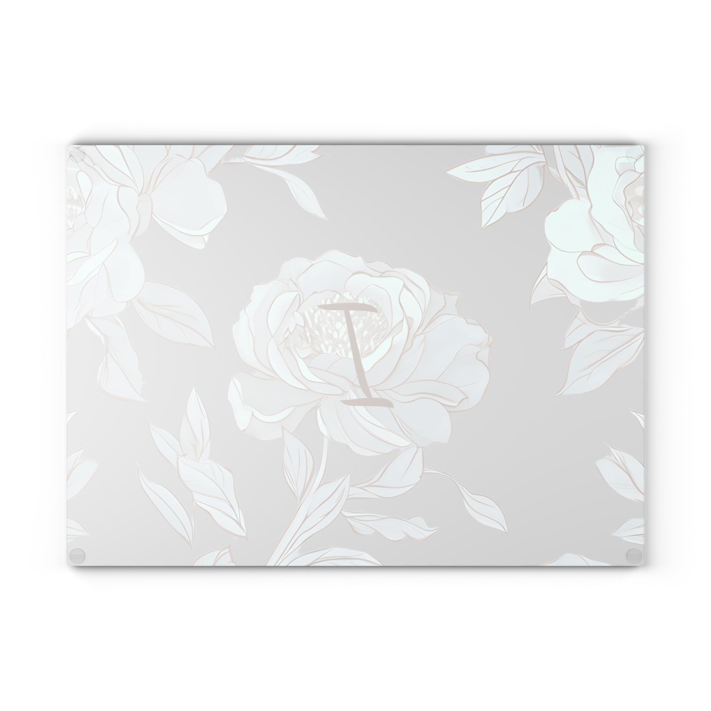 Personalized Floral Glass Cutting Board Letter I