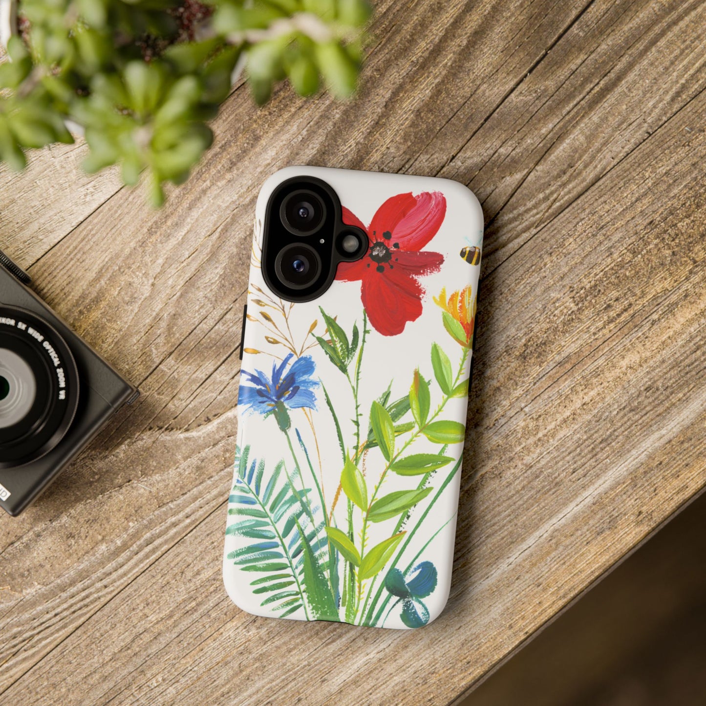 Floral Watercolor Tough Phone Case — Wildflower Bouquet Protective Cover