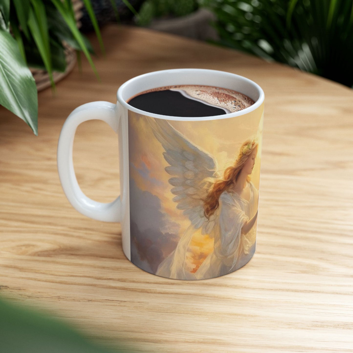 Angel Harp Ceramic Mug — Ethereal Sunrise Tea Coffee Cup (11oz, 15oz)