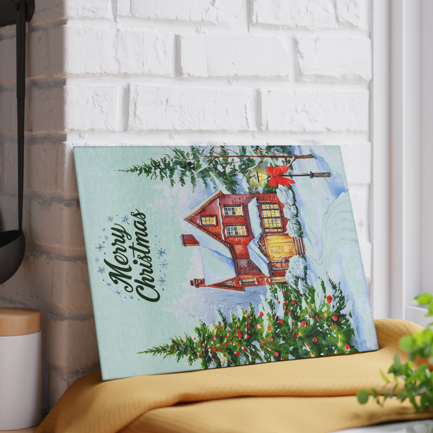 Christmas Glass Cutting Board - Festive Winter Home Design