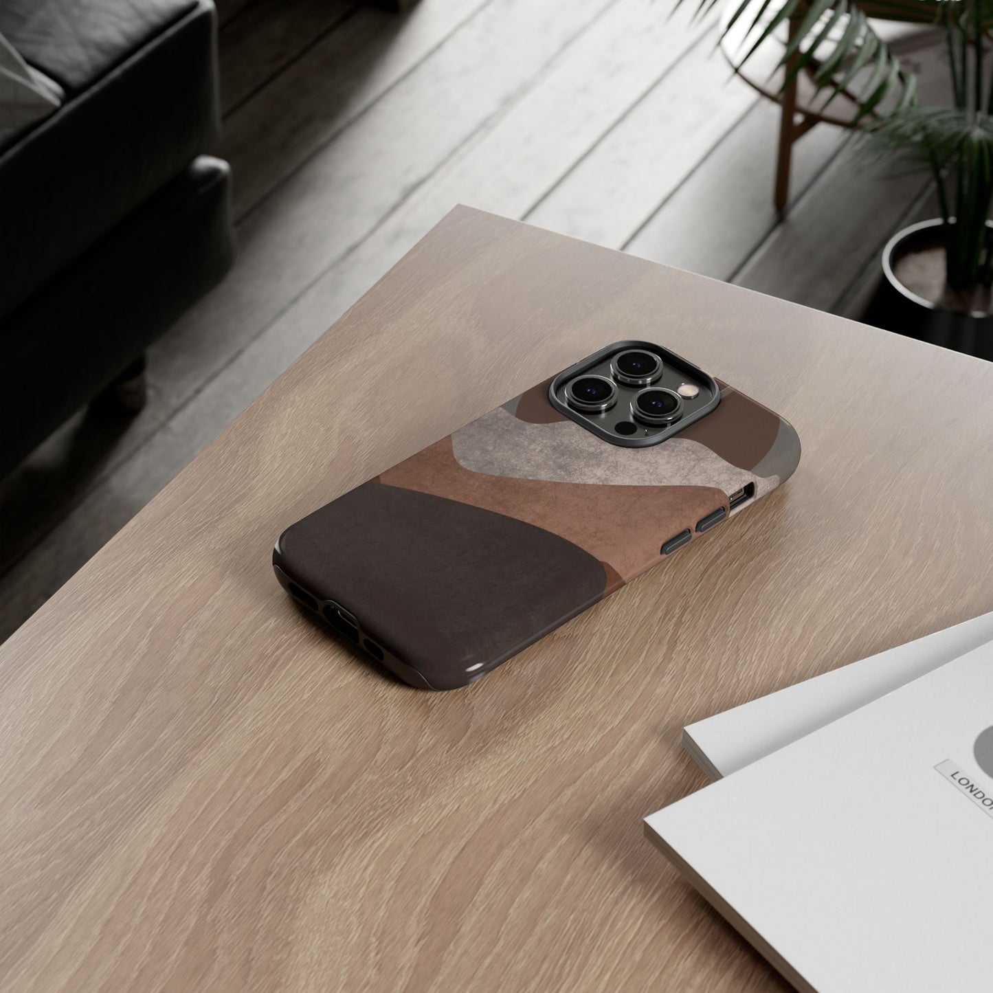 Abstract Earthtone Phone Case — Brown Layered Rugged Tough Case