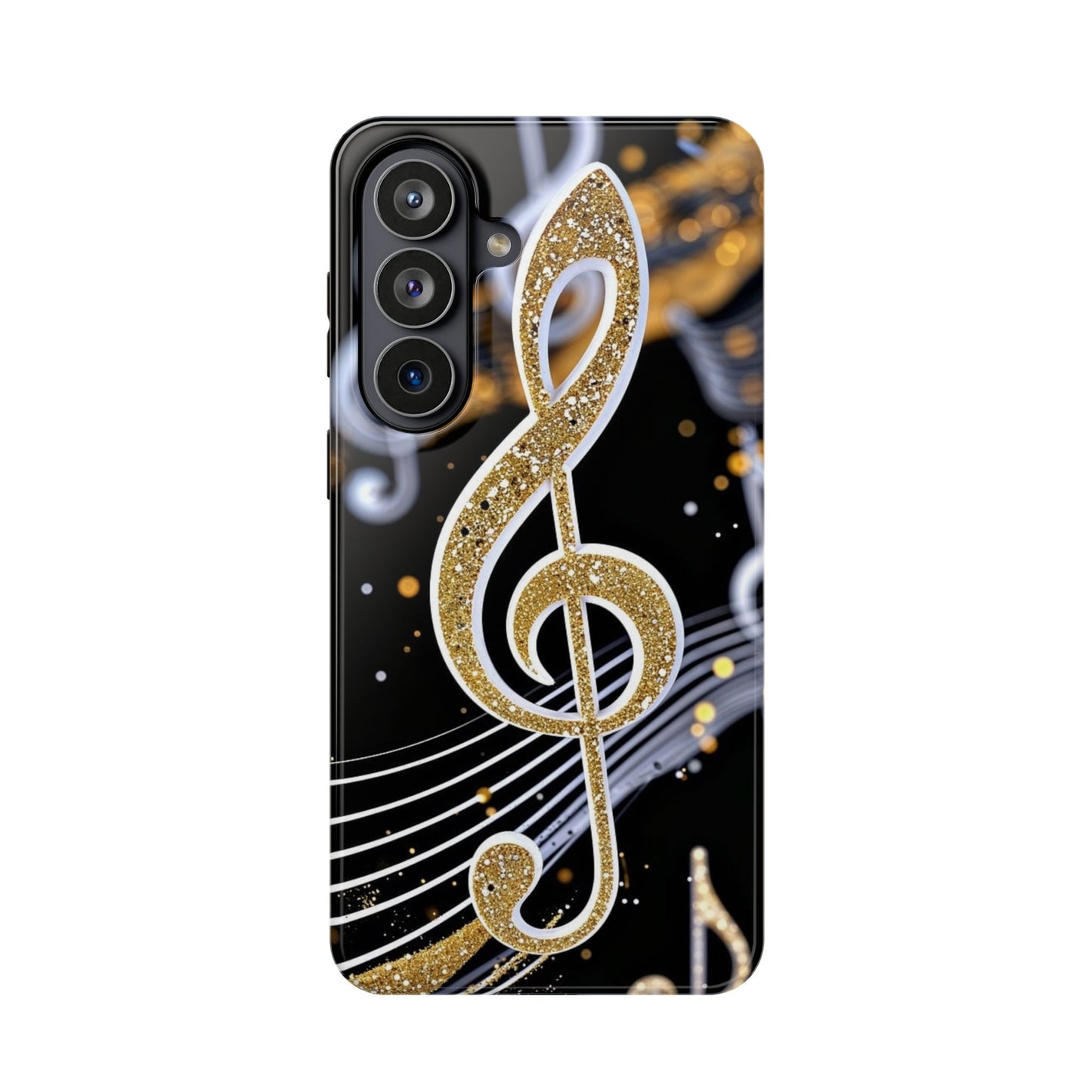 Music Notes Magnetic Impact-Resistant Phone Case — Gold Treble Clef Design