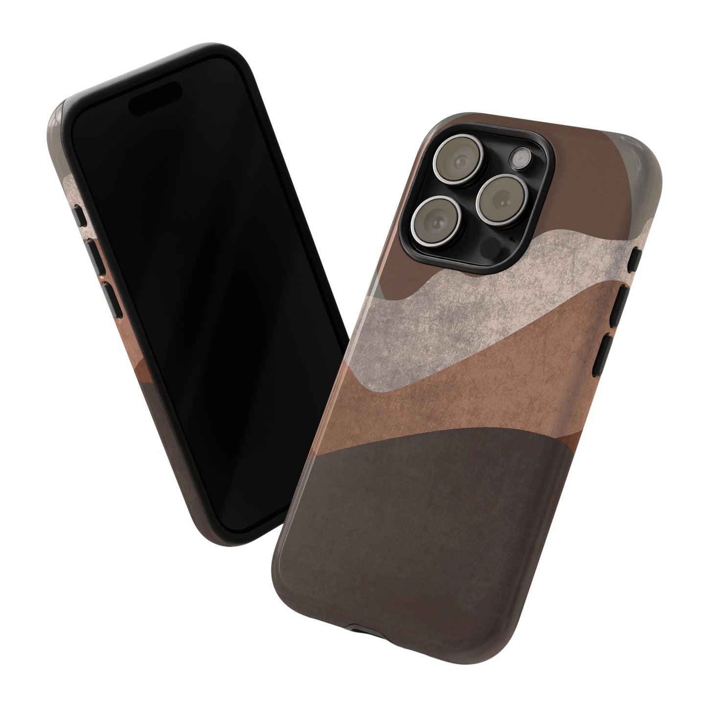 Abstract Earthtone Phone Case — Brown Layered Rugged Tough Case