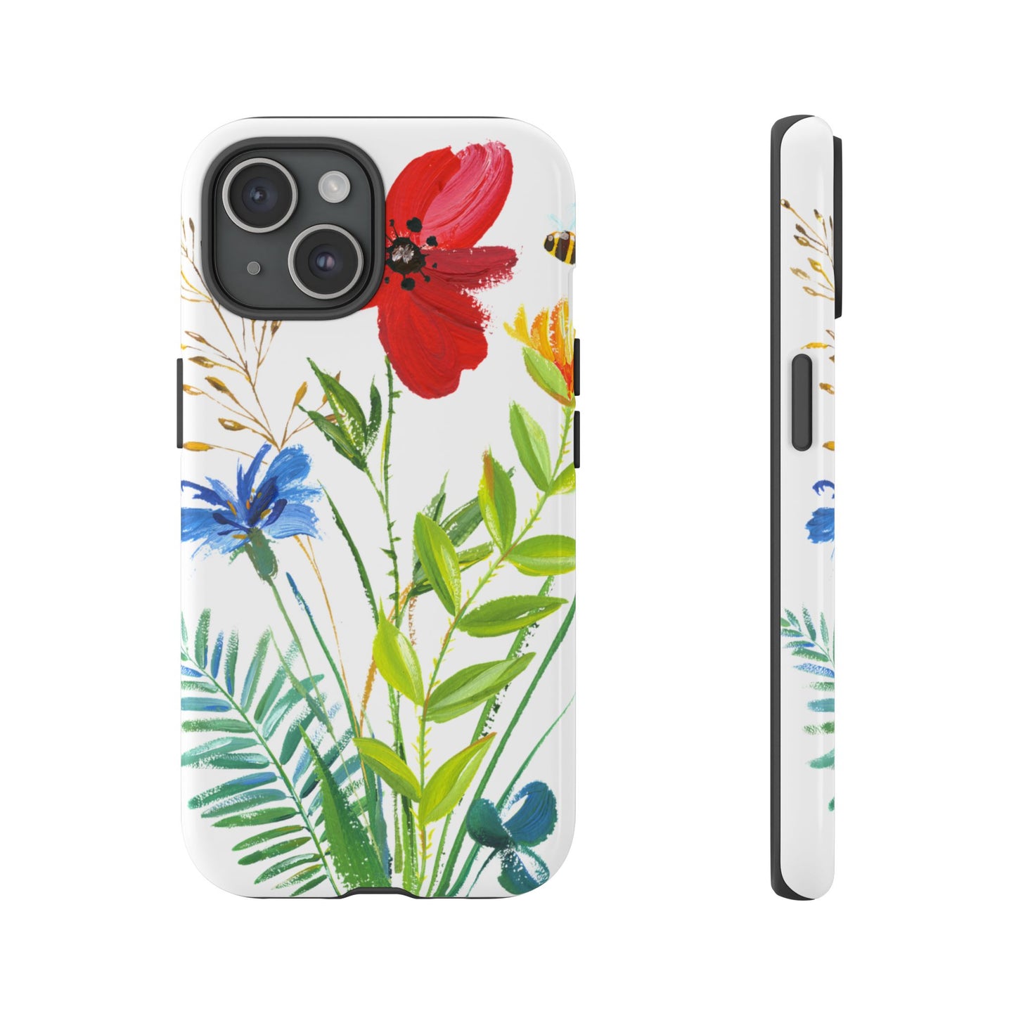 Floral Watercolor Tough Phone Case — Wildflower Bouquet Protective Cover