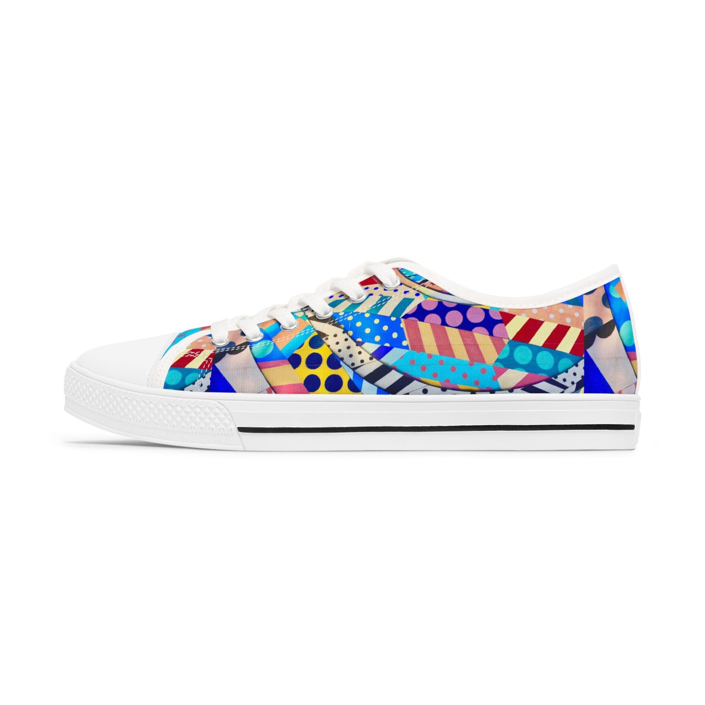 Colorful Abstract Pattern Low Top Sneakers – Bold Geometric Print
