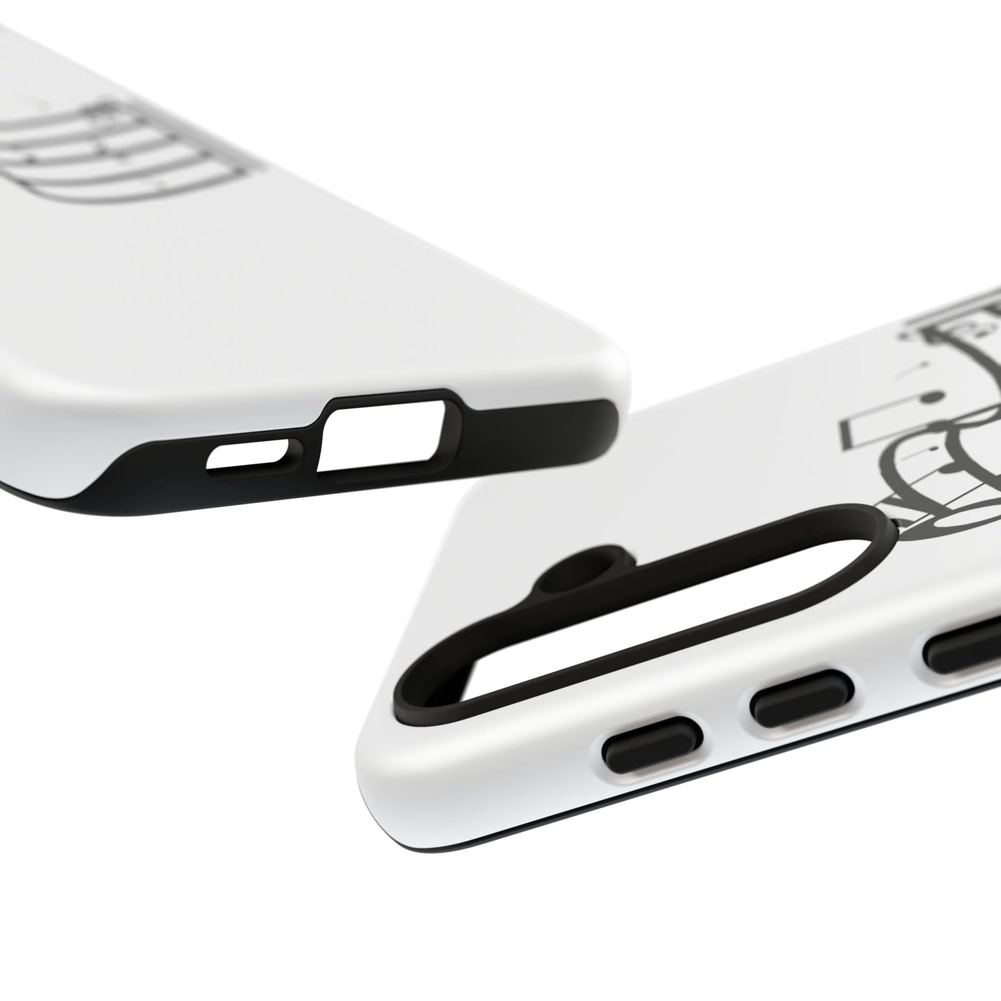 Musical Notes Phone Case — Black Treble Clef Music Staff Tough Case