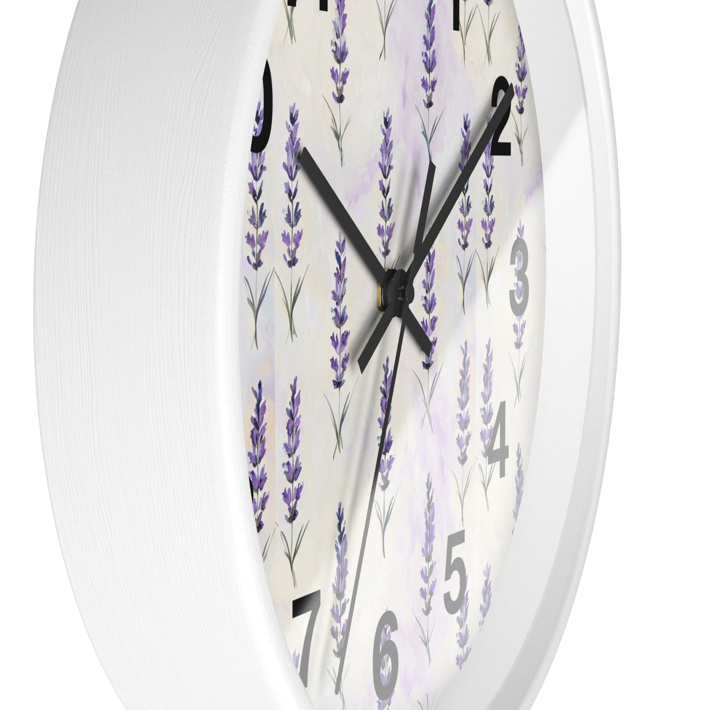 Lavender Sprig Wall Clock — Botanical Floral Clock for Kitchen, Bedroom & Living Room