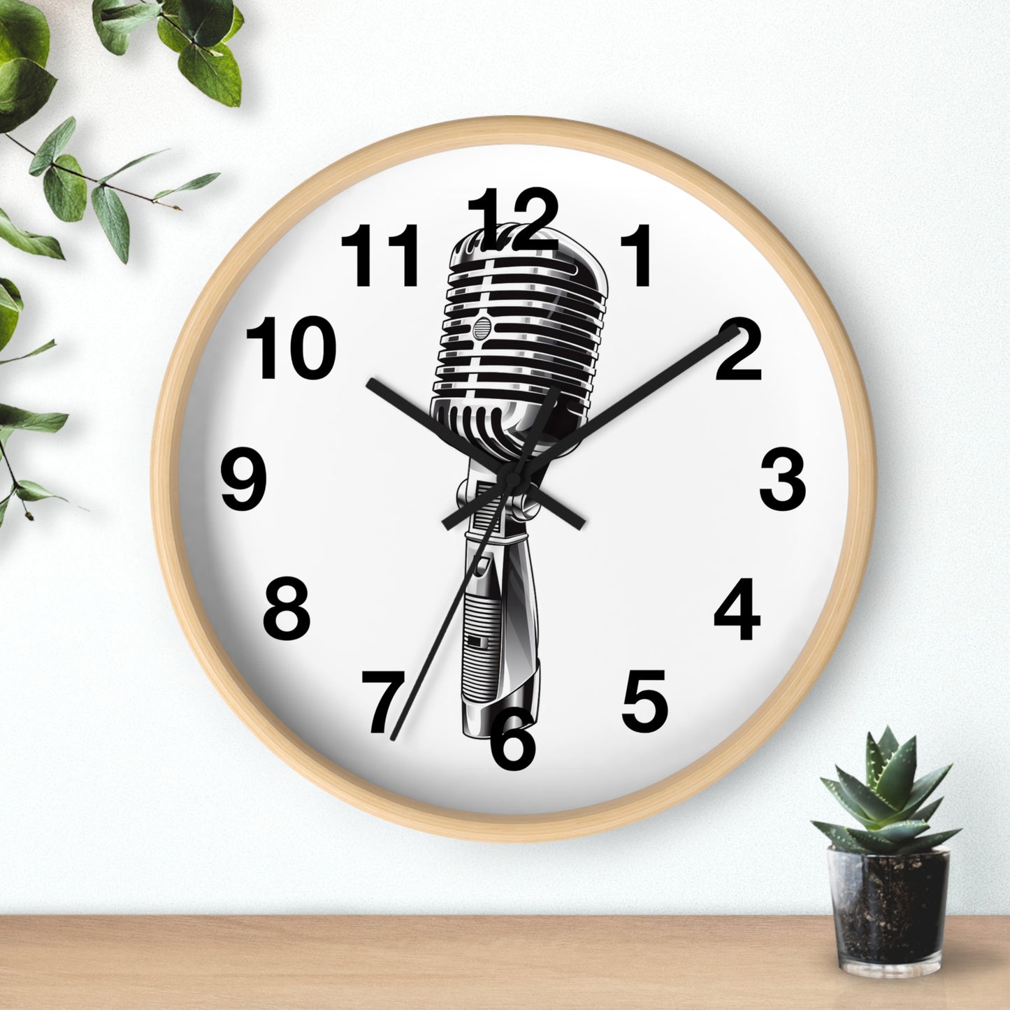 Retro Microphone Wall Clock | Vintage Mic Analog Clock