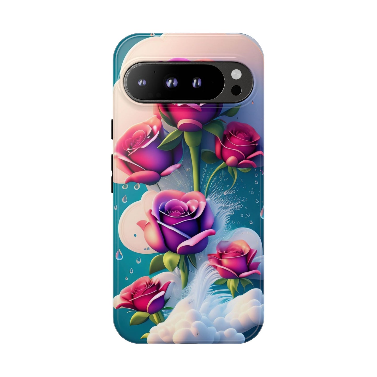 Floral Dream Tough Phone Case — Rose Bouquet Clouds Design