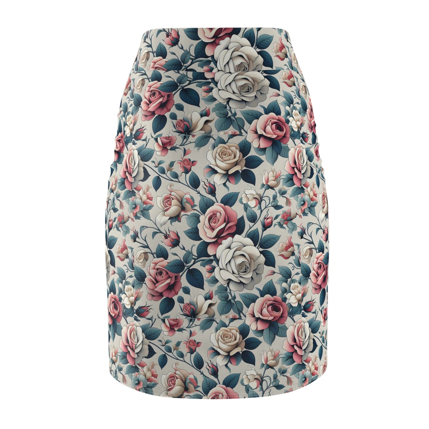 Floral Vintage Rose Pencil Skirt — Pastel