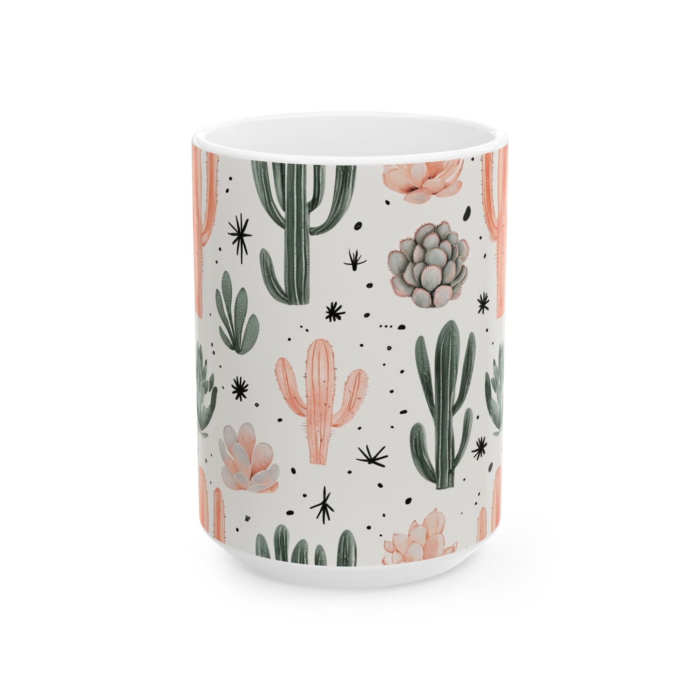 Cactus & Succulent Ceramic Mug — Pastel Desert Plant Coffee Cup (11oz, 15oz)