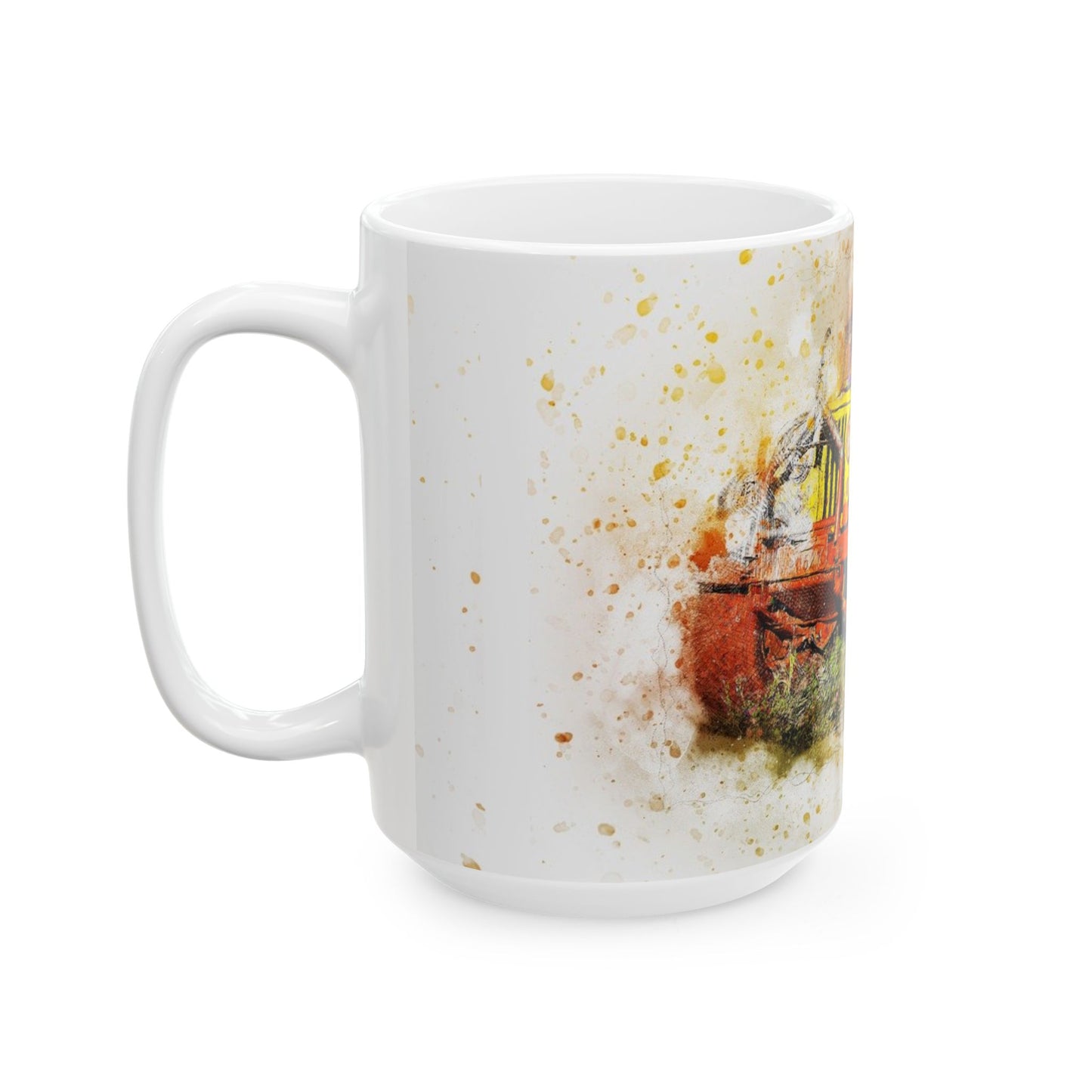 Vintage Jeep Art Ceramic Mug — Rustic Yellow Off-Road Truck Coffee Cup (11oz, 15oz)