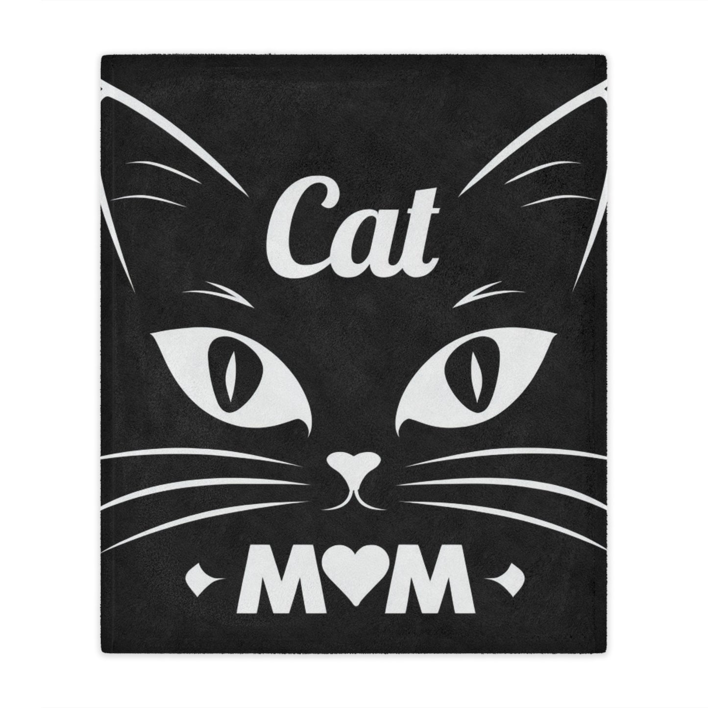 Cat Mom Minky Blanket – Soft Black Cat Face Throw for Pet Lovers