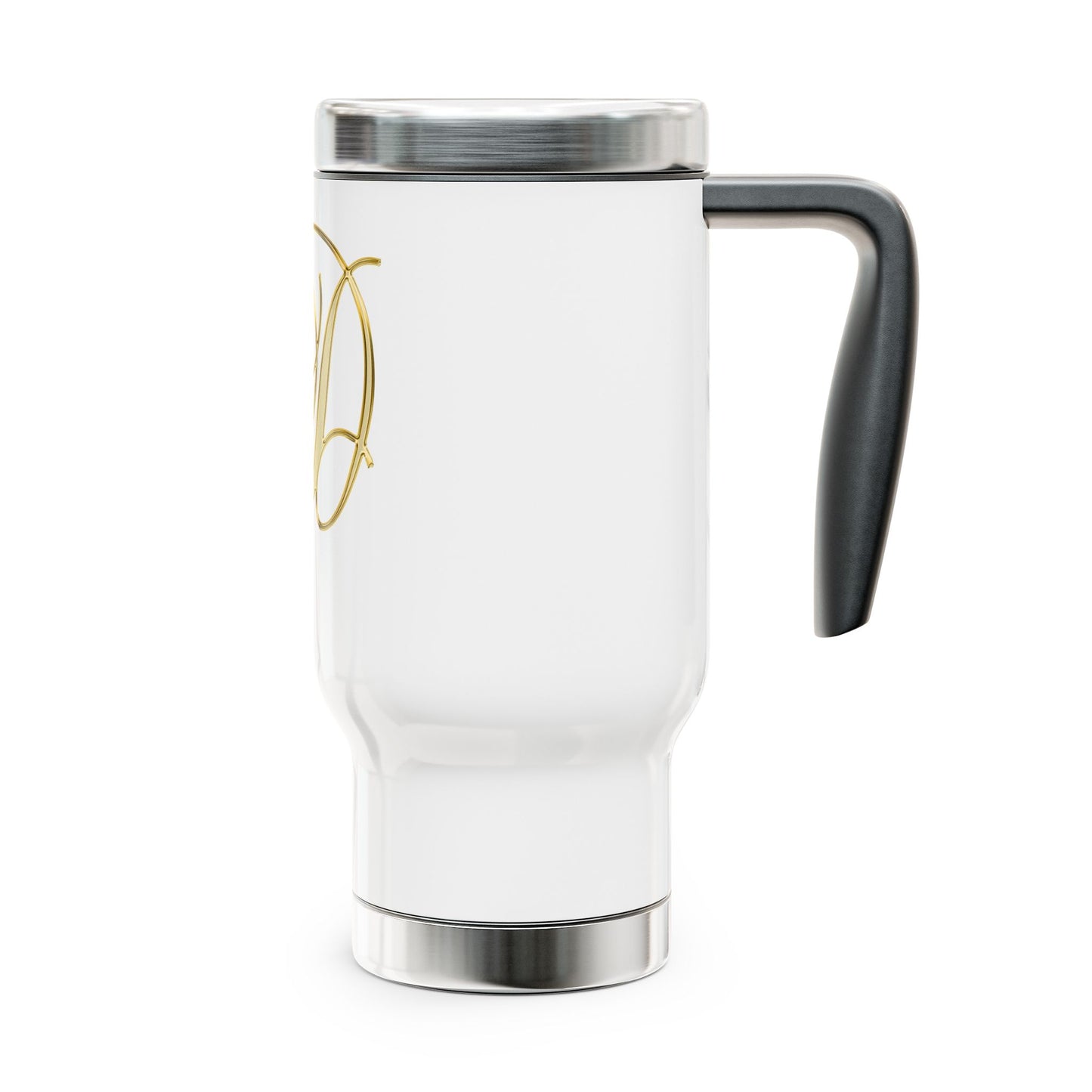 Monogram Travel Mug — Elegant Gold Script Letter “A” Stainless Steel 14oz