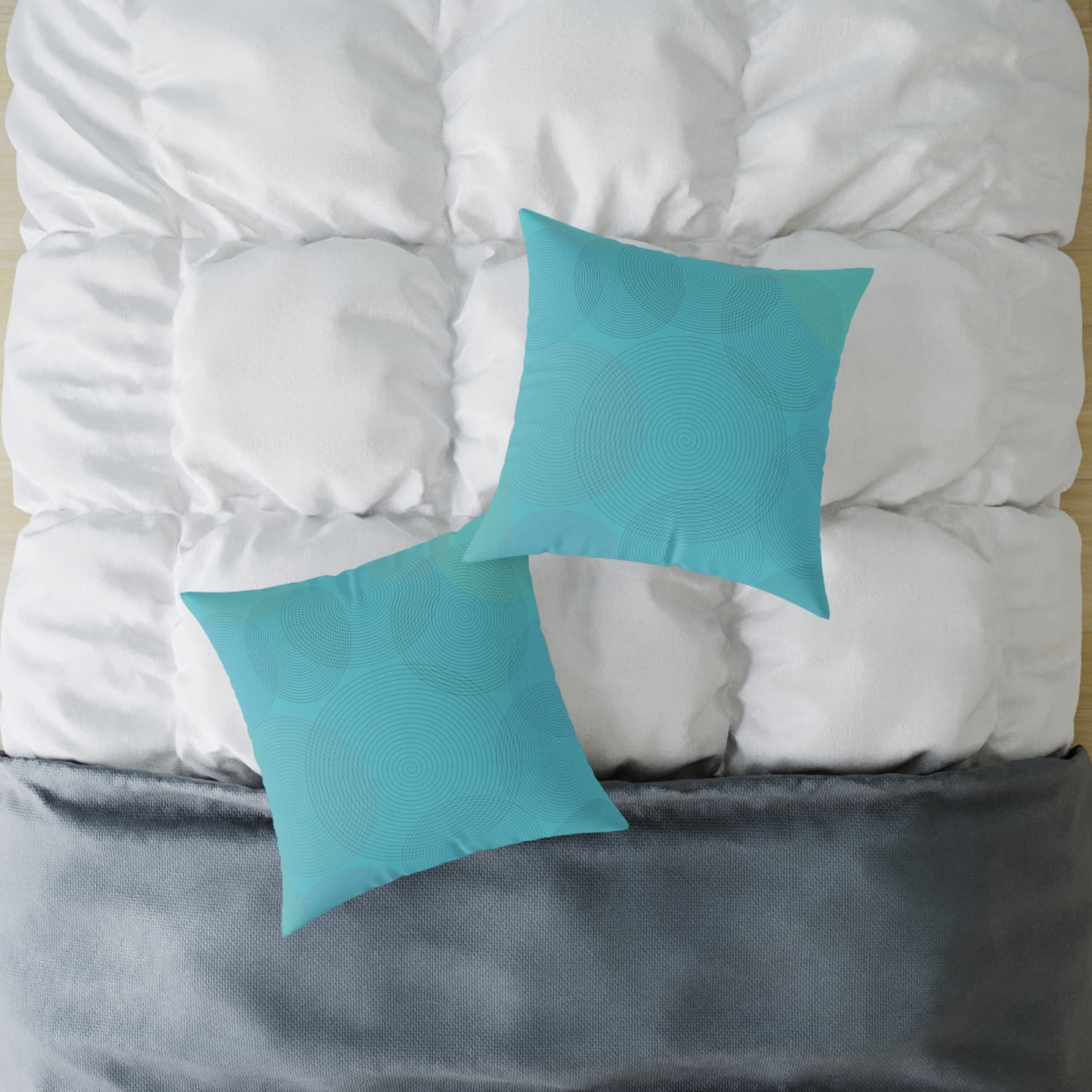 Turquoise Geometric Circle Accent Pillow — Modern Square Throw Pillow