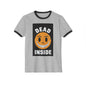 Ringer T-Shirt — 'Dead Inside' Grinning Smiley Graphic Tee